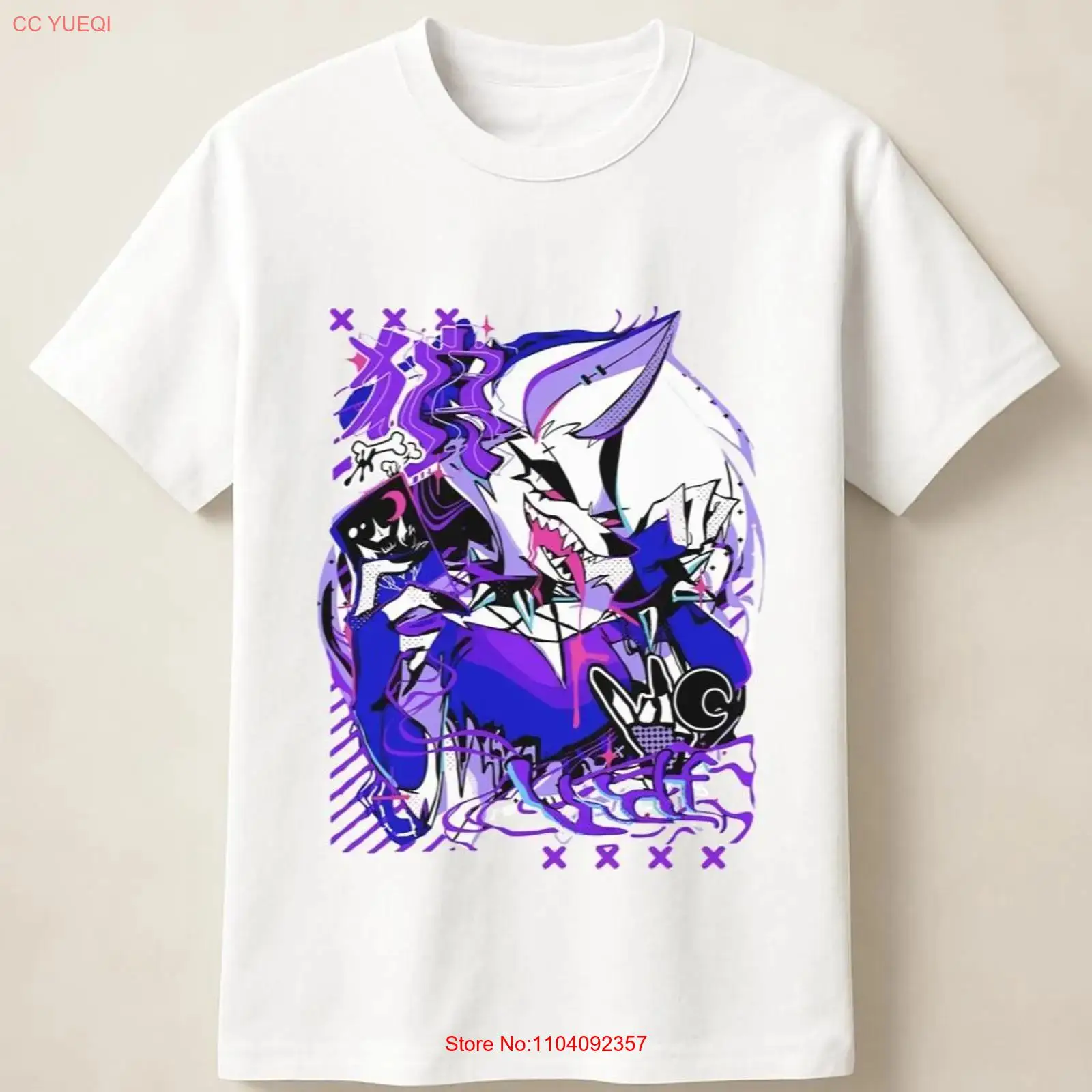 Purple Anime Wolf in Graffiti  - Anime Merchandise Clothes recension och pris